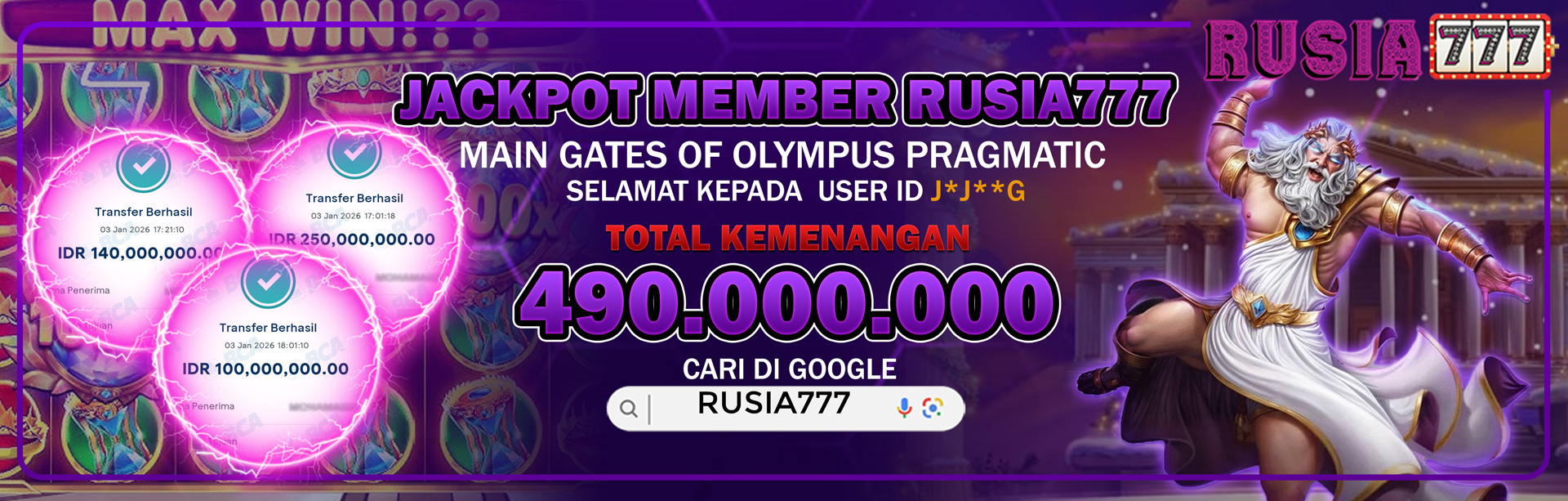 JACKPOT MEMBER RUSIA777 GATES OF OLYMPUS
