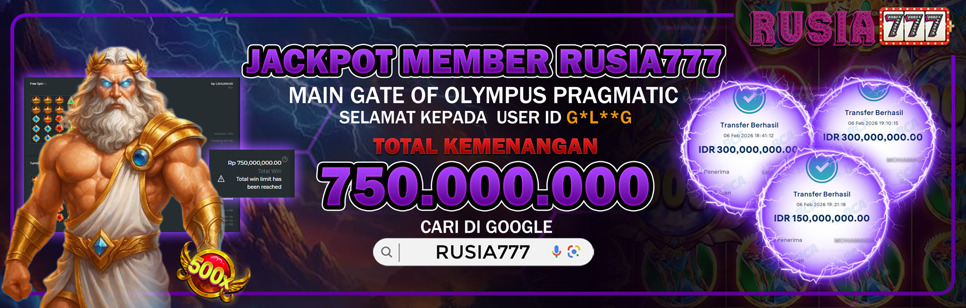 JACKPOT MEMBER RUSIA777 PRAGMATIC