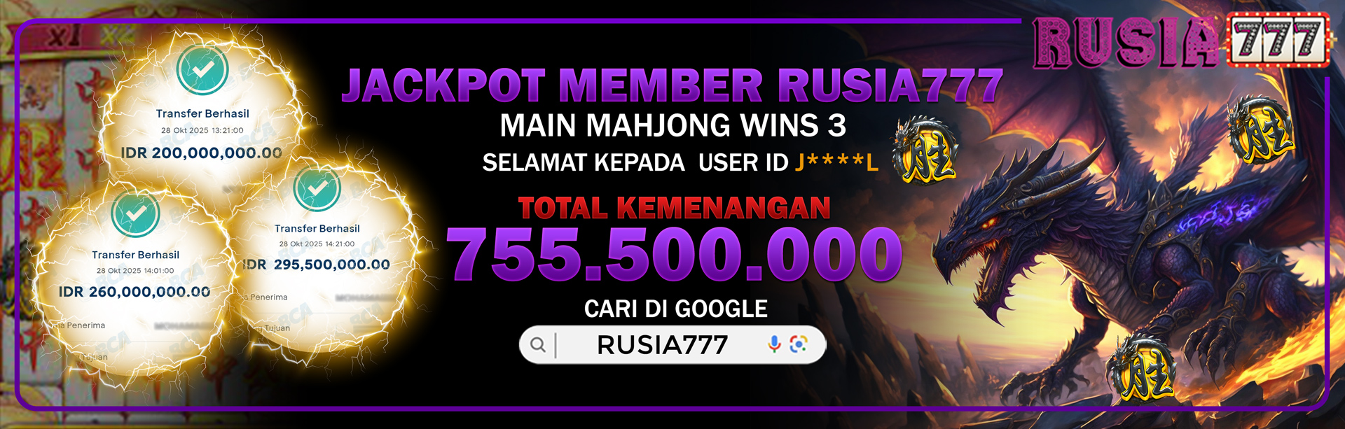 JACKPOT MEMBER RUSIA777 MAHJONG WINS 3