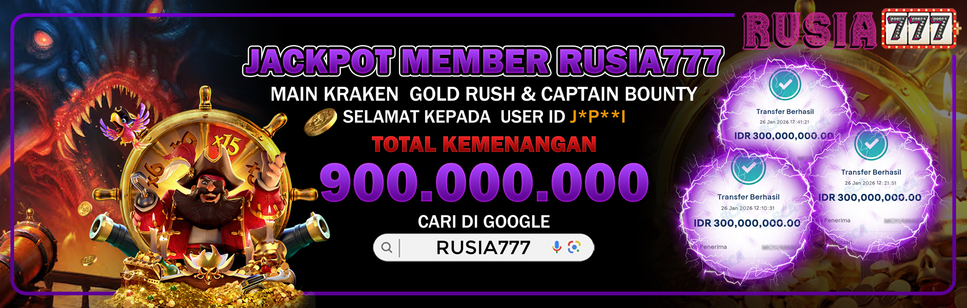 JACKPOT MEMBER RUSIA777 PG SOFT