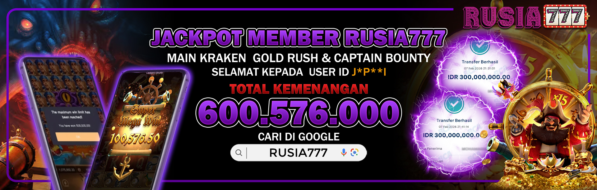 JACKPOT MEMBER RUSIA777 PG SOFT
