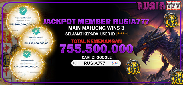JACKPOT MEMBER RUSIA777 MAHJONG WINS 3